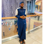 Qamis Homme Bicolore Élegant - Bleu Nuit & Blanc