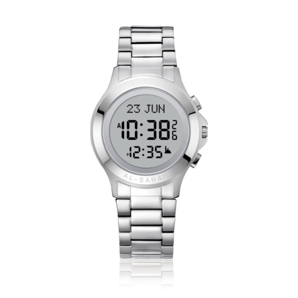 Montre islamique Qibla pour homme musulman AL-Harameen, montre Azan, horloge du Ramadan, acier inoxydable, heure de prière