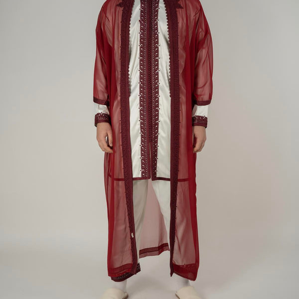 Jabador homme 3 Pièces - Blanc cassé et Bordeaux