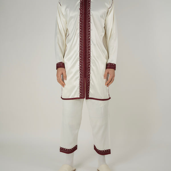Jabador homme 3 Pièces - Blanc cassé et Bordeaux