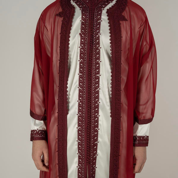 Jabador homme 3 Pièces - Blanc cassé et Bordeaux