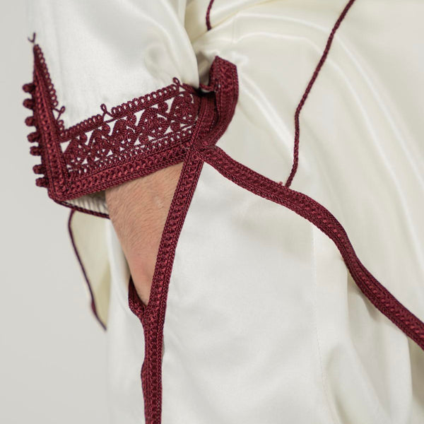 Jabador homme 3 Pièces - Blanc cassé et Bordeaux